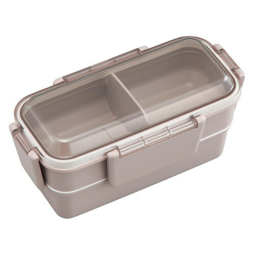 Lunch Boxes - オーエスケー カームカラー ランチボックス 二段 仕切付 600mL モカ弁当箱