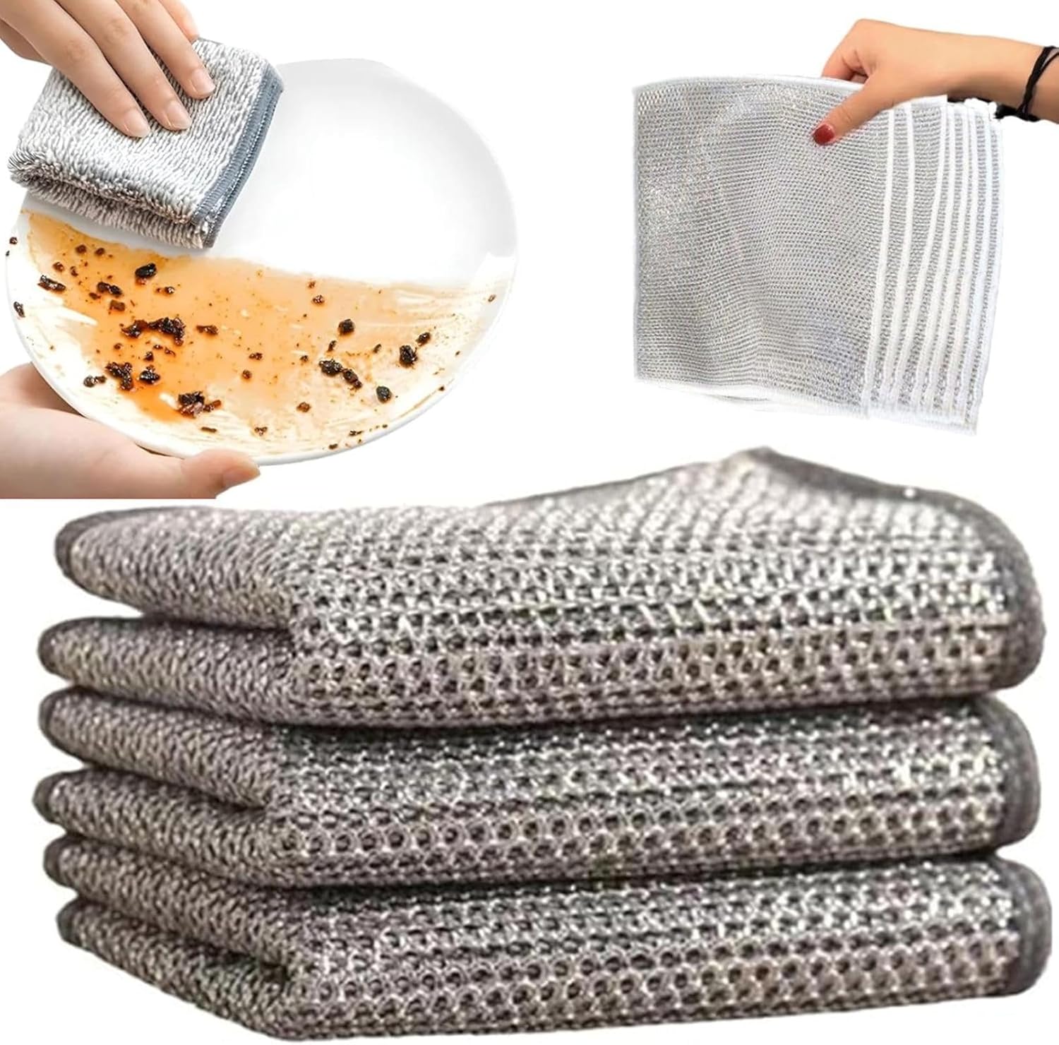 【6%OFFクーポン】リバーシブル竹炭キッチンクロス 20×20cm キッチンタオル 食器洗い用メッシュふきん 竹炭キッチンクロス 吸水性 油汚れ対策 洗浄力 両面使用 乾湿両用 柔らかく 竹炭キッチンクロス ワイヤーふきん ステンレス鋼ワイヤータオル