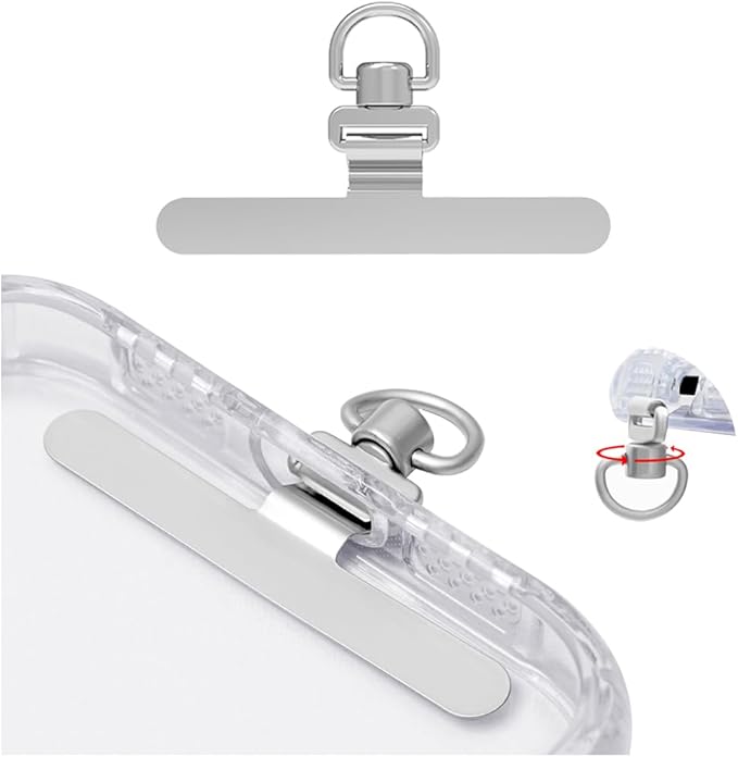 スマホ ストラップホルダー 浮きなし曲がれ設計/極薄0.2mm/360°旋回式/金属製タグパッチ ステンレス鋼 耐久性 軽量 薄型 携帯ストラップホルダー スマホケースに挟む 落下紛失防止 充電影響なし 全機種対応