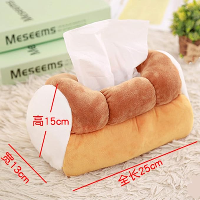 ボックス ティッシュ カバー ケース ティッシュボックス 卓上 収納 便利 パン 食パン型 ふわふわ かわいい おもしろ ぬいぐるみ そっくり インテリア 快適な手触り [3]