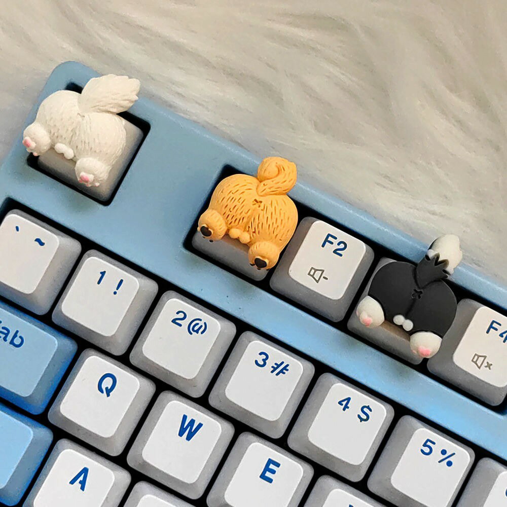 送料無料 キーキャップ キーボード キーキャップ かわいい コーギー犬の尻型 Keycap カスタムゲームキーキャップ メカニカルキーボードのキーキャップ デスクトップPC用キーボード 3色
