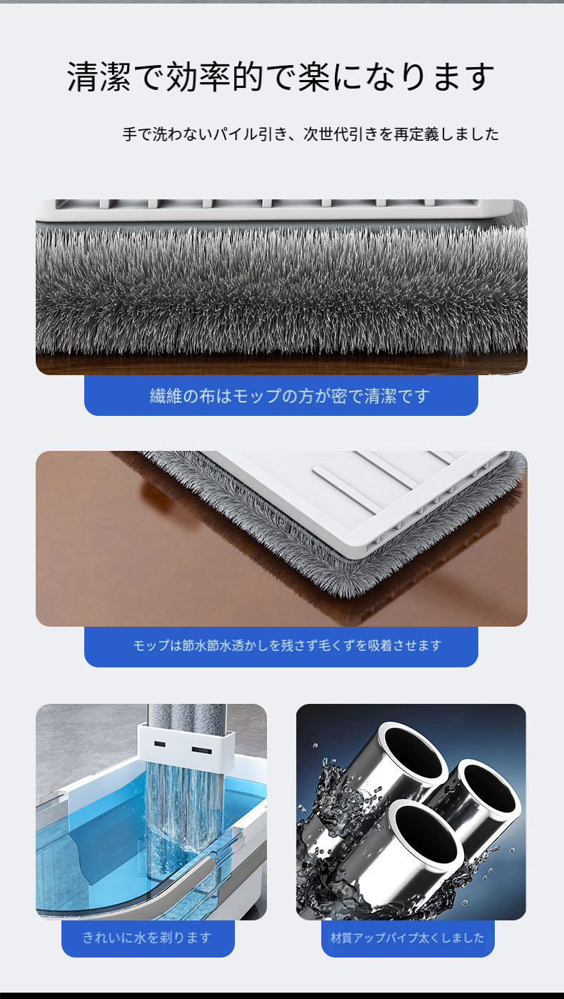 モップ フロアモップ モップセット 手洗い不要 水拭きモップ 回転 スクレーパー シ...