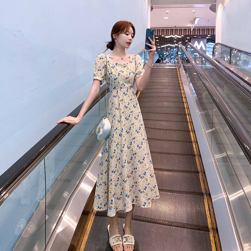 樂天商城 - ワンピース レディース フレンチワンピース 夏 きれいめ 半袖 花柄 マキシワンピ ドレス フレア Aライン おしゃれ ゆったり レトロ 着痩せ リゾートワンピース 結婚式 二次会 お呼ばれ 演奏会