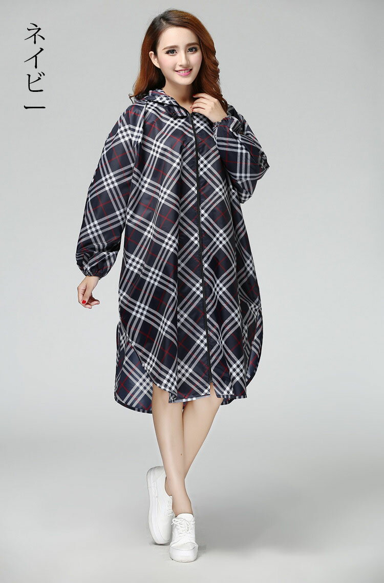 レインコート メンズ レディース 自転車 レインウェア おしゃれ 軽量 ロング丈 レインポンチョ 前開き チェック柄 大きいつば ポンチョ 通学通勤 送迎 釣り 作業 梅雨 雨具 選べる2色