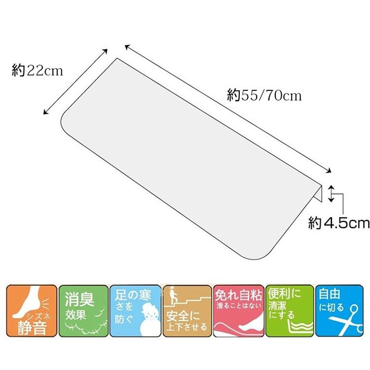 70*22*4.5cm(5枚セット)階段マット 吸着 蛍光 滑り止めマット 折り曲げ 防音 カブス柄 おしゃれ ペット 犬 蓄光式 足冷え 介護 高齢者 転倒防止 洗える キズ防止 おくだけ吸着 ずれない 自由にカット可 選べる5色 [3]