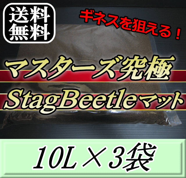 レビューをお願い致します◆送料無料！マスターズ究極Stag Beetleマット 10L×3袋　ミヤマ フタマタ ツヤクワでギネスを狙える最高ランク..