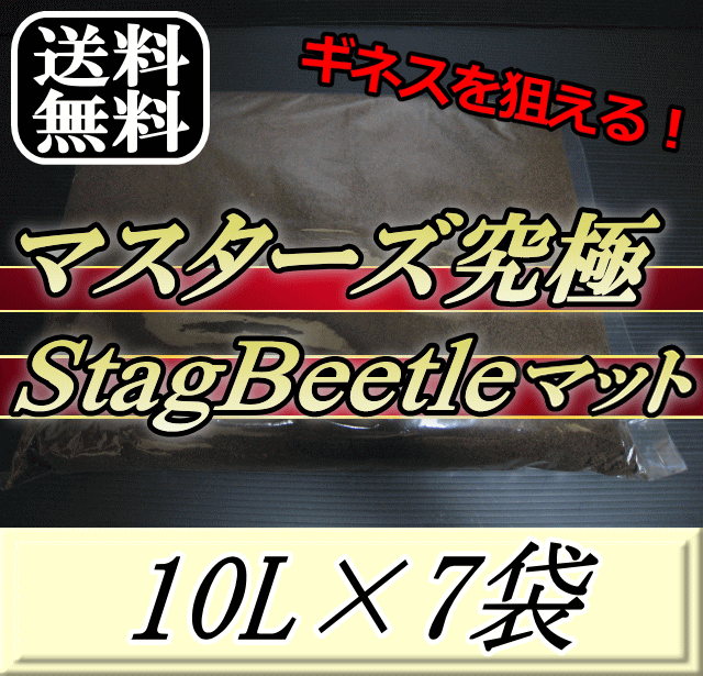 レビューをお願い致します◆送料無料！マスターズ究極Stag Beetleマット 10L×7袋　ミヤマ フタマタ ツヤクワでギネスを狙える最高ランクのクワガタマット！害虫の混入99％なし！ クワガタムシ 幼虫飼育用 超高品質 昆虫マット 幼虫のエサ 土