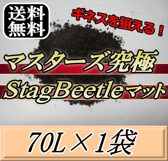 レビューをお願い致します◆送料無料！マスターズ究極Stag Beetleマット 70L×1袋　ミヤマ フタマタ ツヤクワでギネスを狙える最高ランクのクワガタマット！害虫の混入99％なし！ クワガタムシ 幼虫飼育用 超高品質 昆虫マット 幼虫のエサ 土