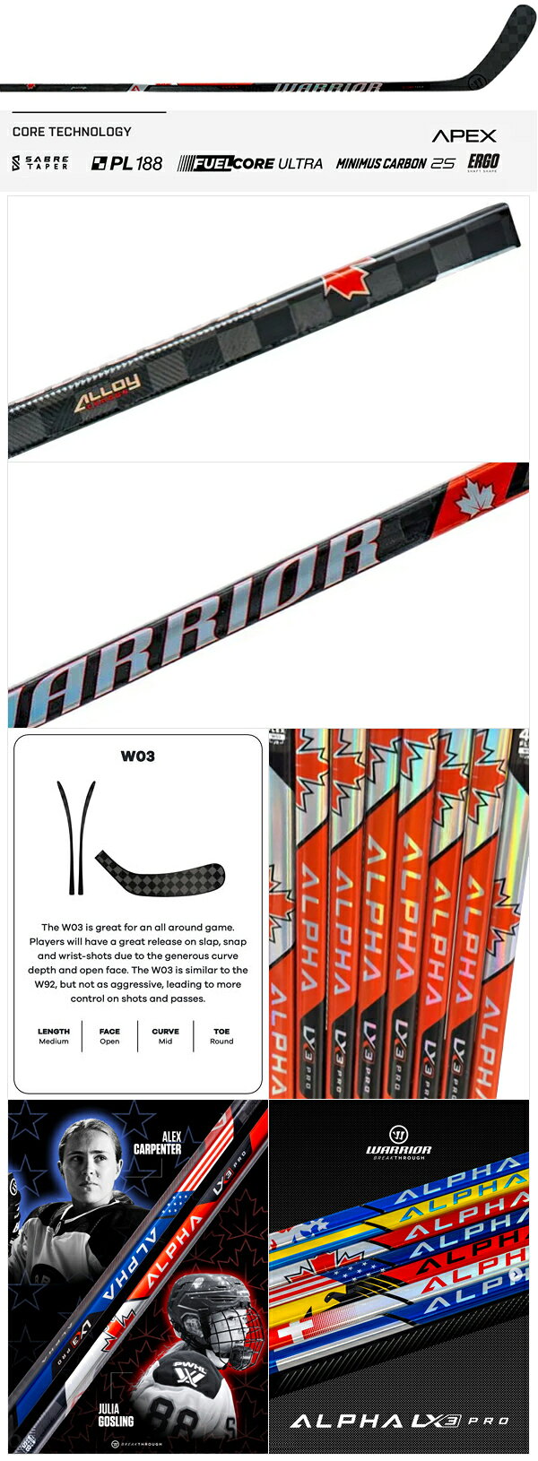 ��NATIONS��ǥ�� WARRIOR/�����ꥢ�� ALPHA LX3PRO GRIP CANADA ����˥� �ڥ������ۥå������ԡ������ƥ��å��� 2025-2026