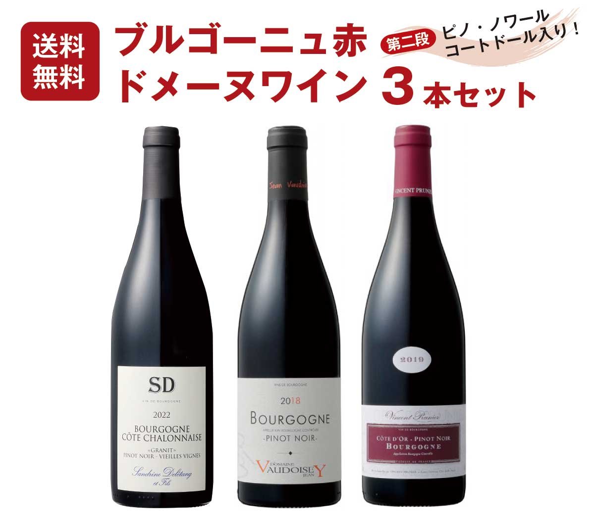 【送料無料】【1本3,550円】ブルゴーニュおすすめ赤 ドメーヌワイン3本セット（750mlx3） コート・ドール 入り ワイン フランス ブルゴーニュ ドメーヌ セット 飲み比べ ピノ・ノワール