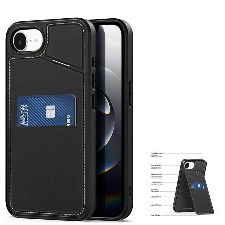 iPhone 16e/iPhone 17e カバー 耐衝撃 ケース TPU&PU&PC素材 カード収納 スタンド機能 ストラップホール付き 2025モデル アイフォン 16e ケース 爽やか 角 保護 カバー 背面カバー 人気 おすすめ iPhone 16e ケース