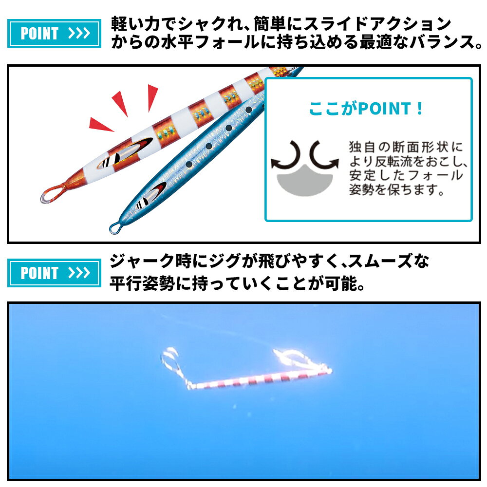 ジグパラ バーチカル ロングスロー 250g レッド の商品画像2枚目