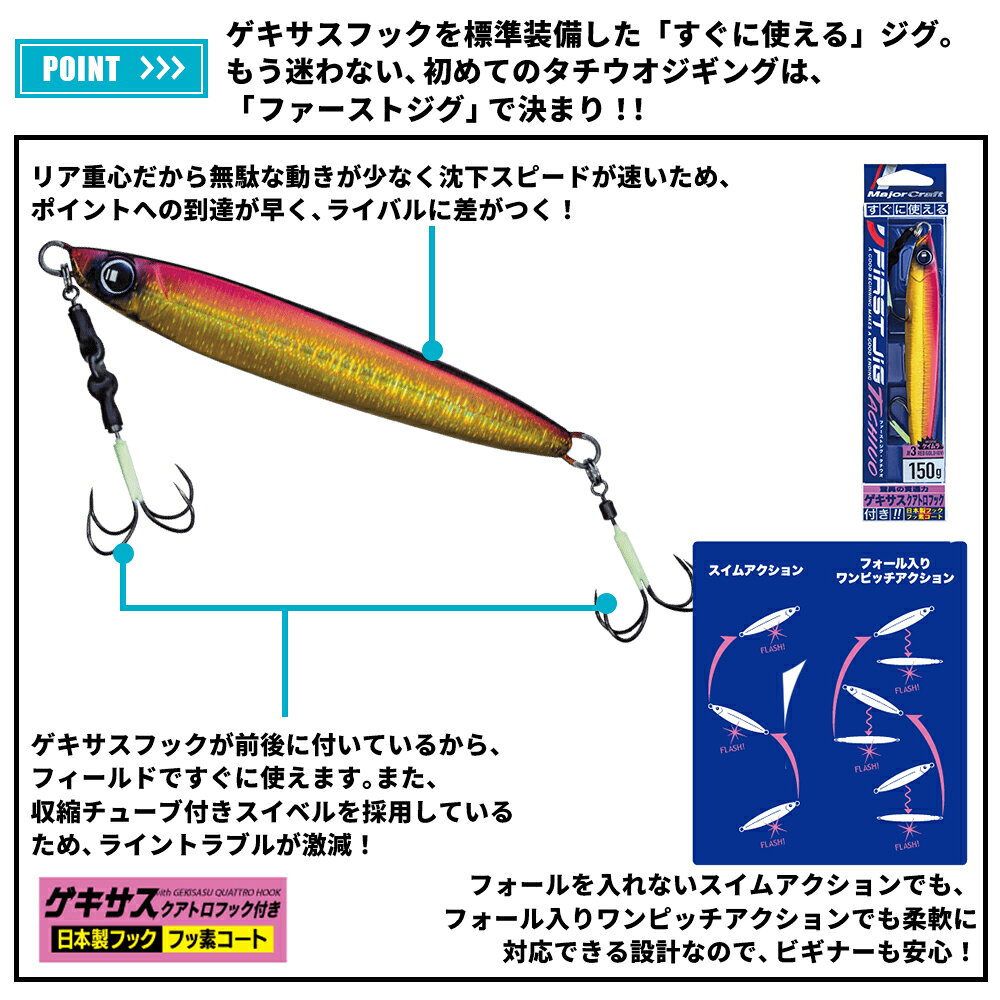 ファーストジグ タチウオ 180g レッドゼブラオレンジゴールド (2)
