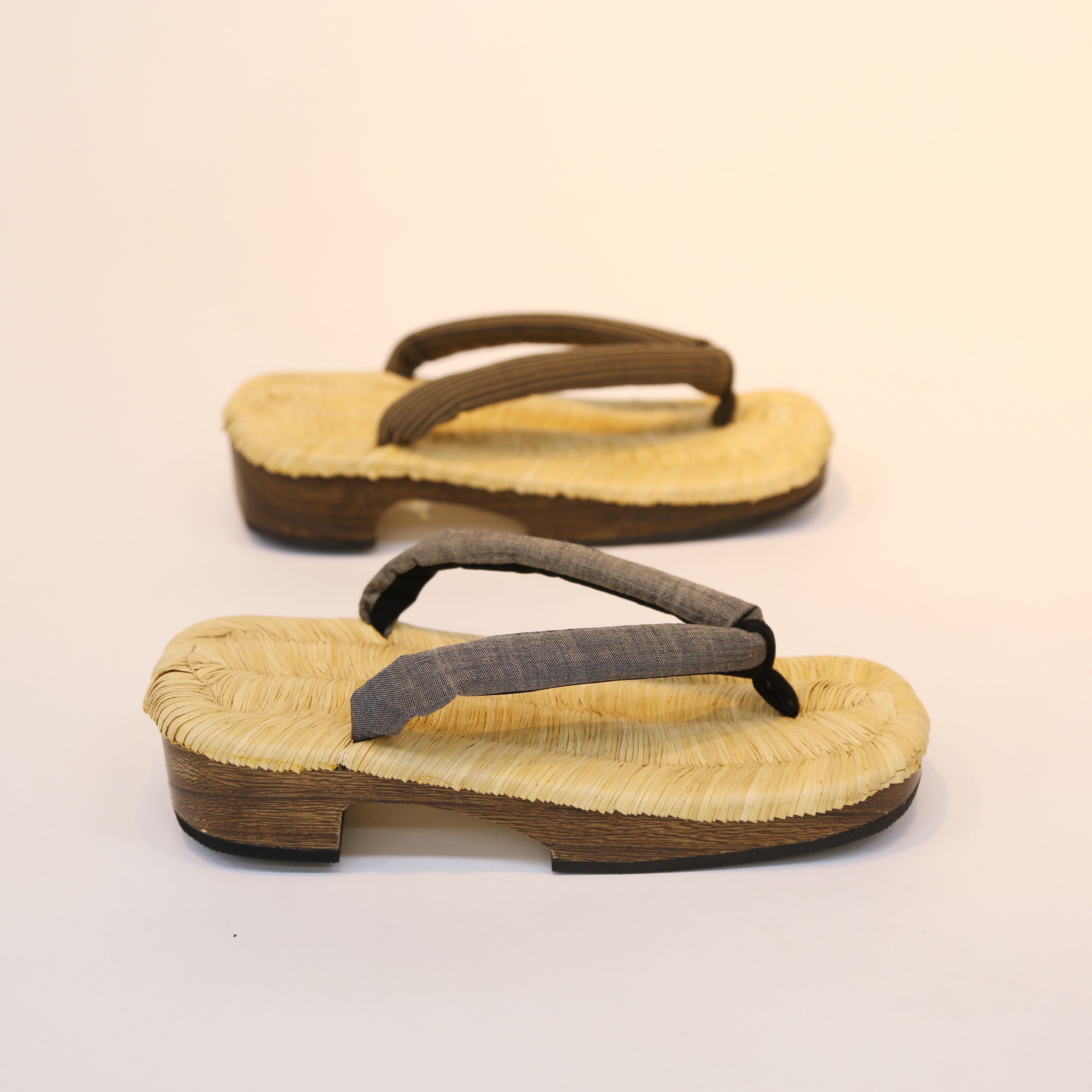 【畳下駄】男性用畳下駄　草履　和装　グレー色　下駄