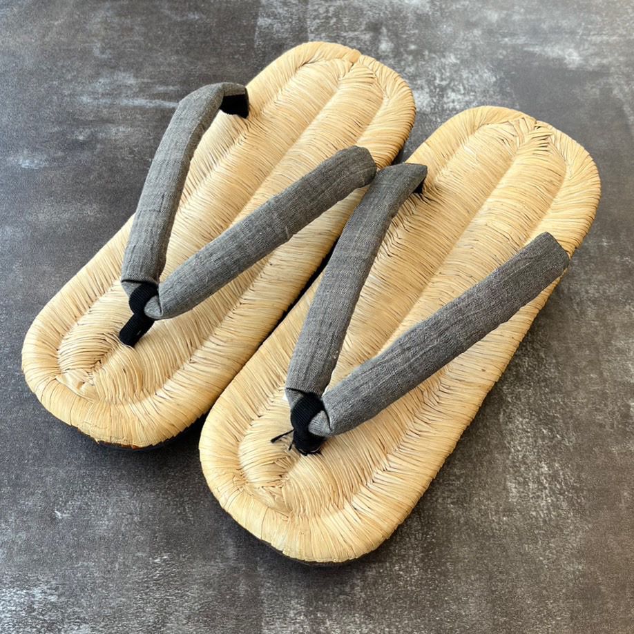 【畳下駄】男性用畳下駄　草履　和装　グレー色　下駄