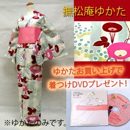 浴衣 【送料無料】 撫松庵 ゆかた ＜朝顔と水色縦縞柄＞ レディース