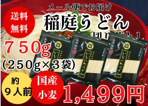 【送料無料】【メール便でお届けします】国産小麦使用 稲庭うどん稲庭手業うどん 切り落とし250g×3袋約9人前 【送料無料】【メール便でお届けします】国産小麦使用 稲庭うどん稲庭手業うどん 切り落とし250g×3袋約9人前