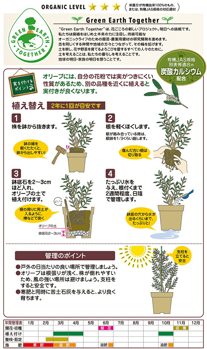 送料無料 オリーブの土 12L 花ごころ 土 オーガニック 果樹 カルシウム 赤玉土 コ...