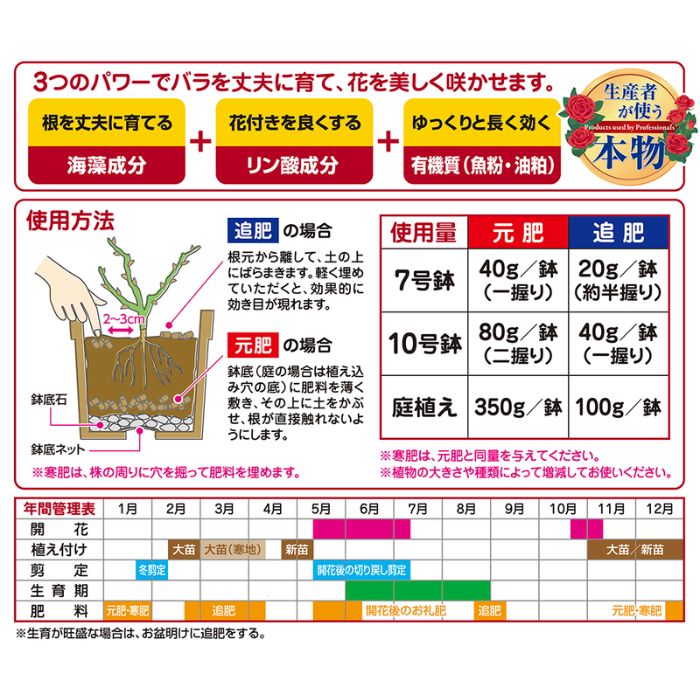 バラの肥料 1.8kg 花ごころ 肥料 バラ 薔薇 有機 有機肥料 花 生花 苗 バラ苗 鉢植...