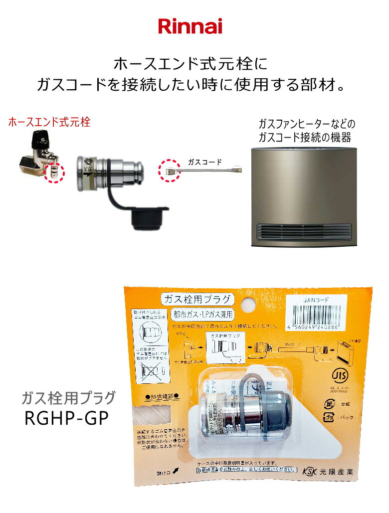 【在庫あり！】 リンナイ ガス栓用プラグ RGHP-GP 【 都市ガス・LPガス兼用 】 ホ...