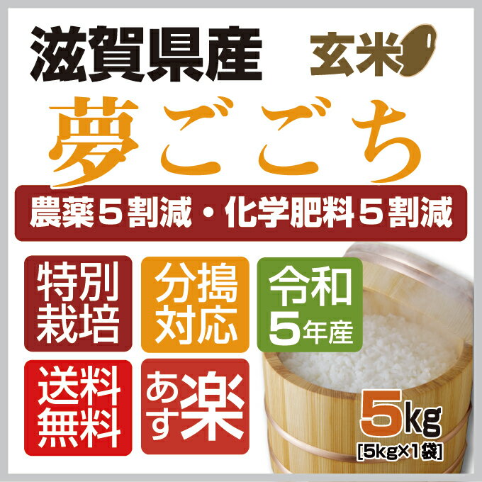 新米！【令和5年産】【特別栽培米】【本州・四国　送料無料】選べる分搗きこだわり栽培【精米無料】令和5年産　滋賀県産特別栽培米　夢ごこち玄米　5kg [5kg×1袋] 2