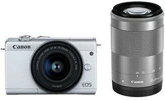 Canon ミラーレス一眼カメラ EOS M200 ダブルズームキット ホワイト EOSM200WH-WZK4549292142433