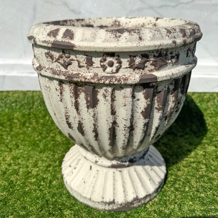 イタリア製デザインプランター ウルナリガータ 直径29cm 高さ32cm セラルンガ シャビーコーヒー PSE232 カップ型 Serralunga 樹脂製 MADE IN ITALY アンティーク調 ぺダスタルタイプ プラスチック 植木鉢 フラワーポット 【特別セール品】