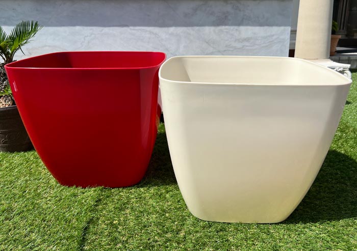 イタリア製プランター セイロン □40cm H36cm 13号相当 カラフル おしゃれ スクエア 植木鉢 軽量 鉢カバー 樹脂製 フラワーポット ホワイト 深鉢 CEYLON40 プラスチック 軽い 大型 中型 マルキオーロ 観葉植物 鉢植え 【特別セール品】