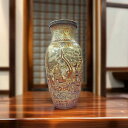 薩摩焼 金彩色絵 武者図 飾り壺 高さ約73cm 彩金 美術品 侍 武士 金襴手 色絵 壷 陶磁器 インテリア 工芸品 花瓶 花生