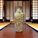 薩摩焼 金彩色絵 人物図飾り壺 高さ約72cm 工芸品 金襴手 彩金 色絵 美術品 壷 陶磁器 インテリア 花瓶 花生