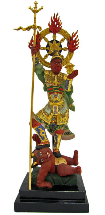 毘沙門天像（極彩色） 木彫り彫刻 仏像 七福神