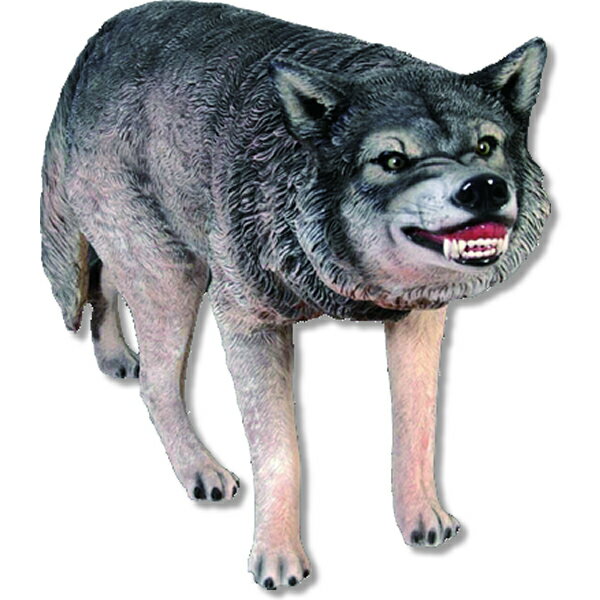 オオカミ Wolf 強化プラスチック(FRP) アートオブジェ 狼 動物 像 置物 実物大 フィギュア 映える ガーデニング 庭 玄関 外 インテリア アニマル...
