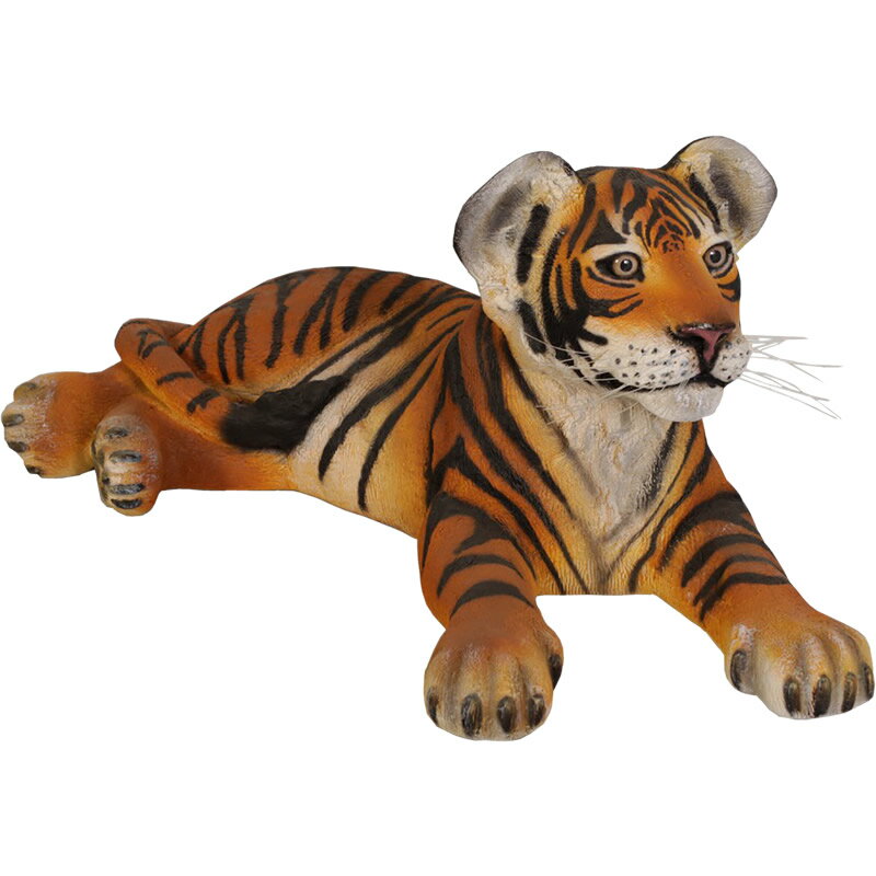 FRPアニマルオブジェ 見つめる子タイガー Tiger Cub Lying Down リアル トラ かわいい 置物 動物 像 実物大 虎 フィギュア 動物園 ガ...