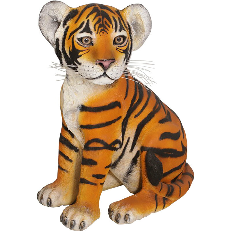 FRPアニマルオブジェ 子タイガーのいたずら Tiger Cub Sitting リアル かわいい トラ フィギュア 実物大 虎 置物 動物 像 動物園 ガーデ...