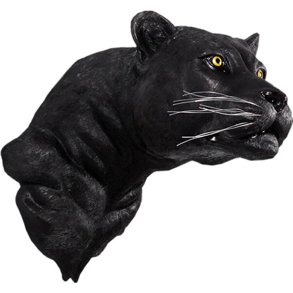 FRPアニマルオブジェ 黒豹の頭部 壁掛け Black Panther Head Wall Decor リアル クロヒョウ 動物 像 黒豹 置物 フィギュア 動...