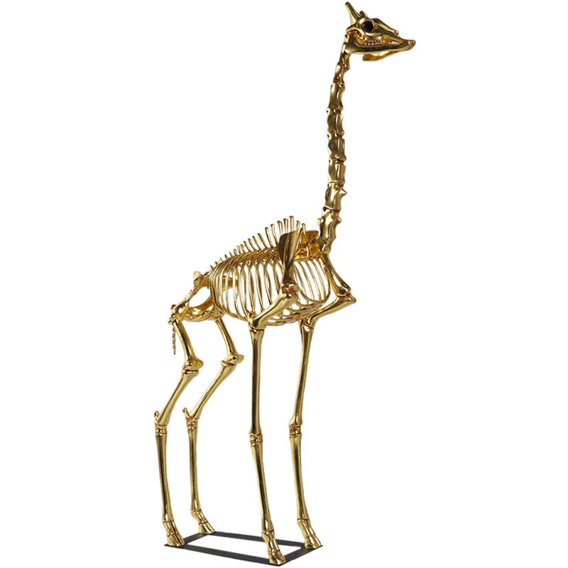 FRPアニマルオブジェ キリンの骨格 ゴールド Giraffe Skeleton 8ft. リアル 実物大 きりん 動物 スケルトン 像 麒麟 フィギュア 大き...