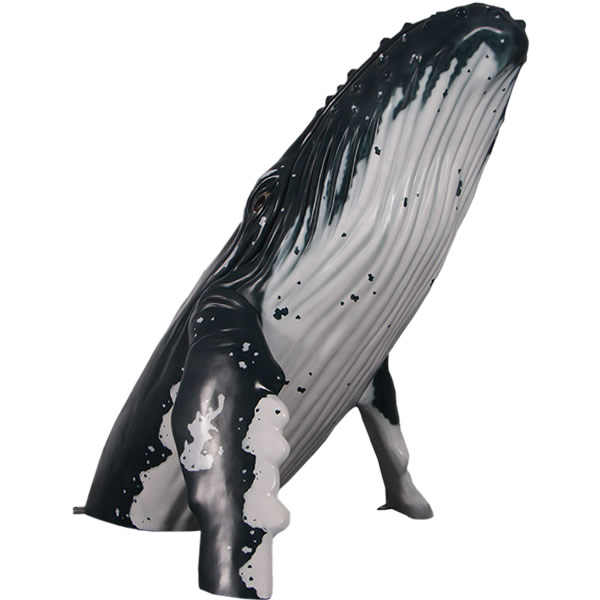 FRPアニマルオブジェ ジャンプするざとうくじら Breaching Humpback Whale リアル ザトウクジラ 置物 フィギュア 巨大 インテリア 実...