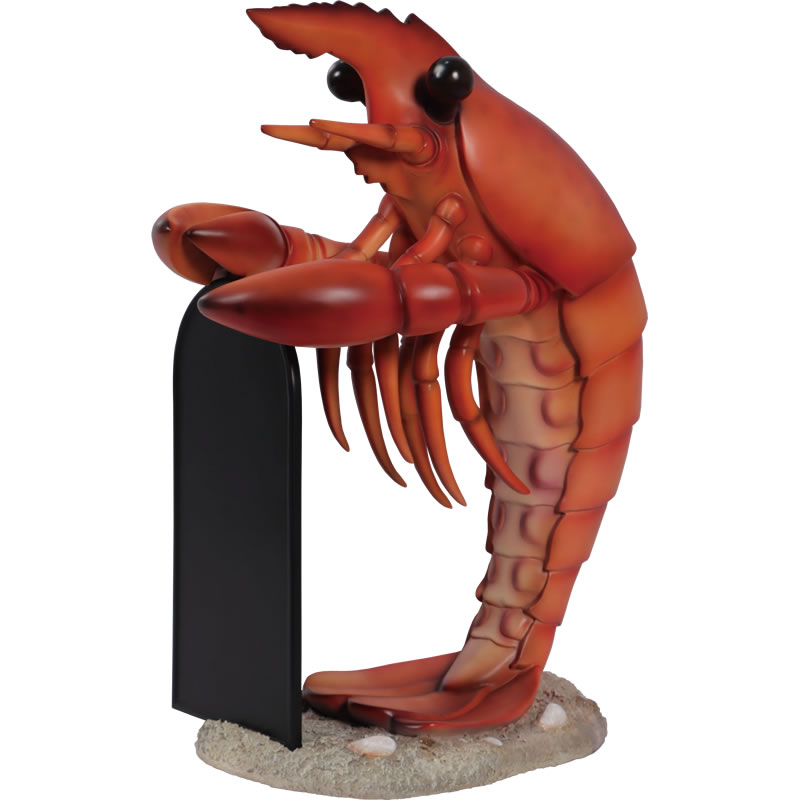 FRPアニマルオブジェ メニューボードを持つロブスター Lobster with Menuboard 3ft リアル 置物 オマール海老 インテリア ガーデニン...