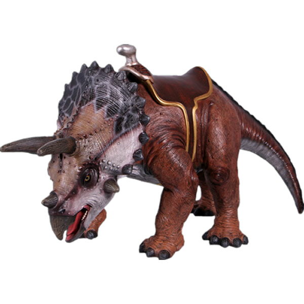 FRP恐竜オブジェ 乗れるトリケラトプス Triceratops 置物 リアル 乗り物 草食恐竜 実物大 フィギュア 大きい 白亜紀 角竜類 店舗 インテリア ...