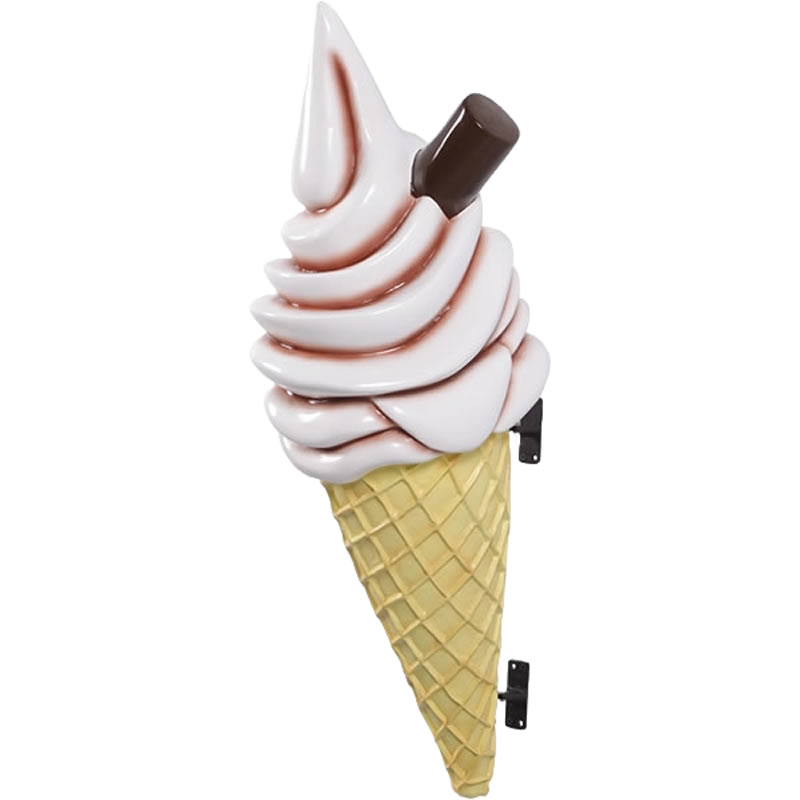 ソフトクリーム 壁掛け チョコスティック付 チョコ FRPアートオブジェ 壁面 スウィーツ オーナメント アイスクリーム 看板 置物 スイーツ 店舗 装飾 壁付...
