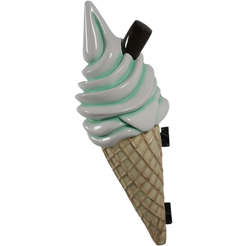 ソフトクリーム 壁掛け チョコスティック付 ミント FRPアートオブジェ 壁面 オーナメント アイスクリーム 看板 置物 スイーツ スウィーツ 壁付け インテリ...