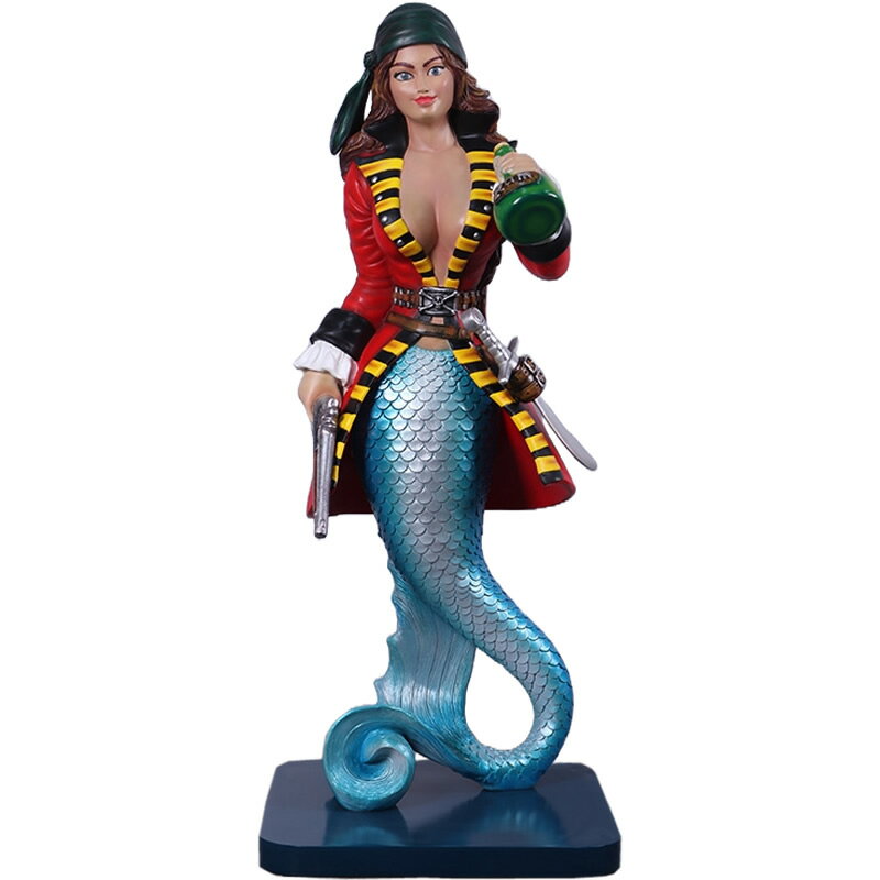 マーメイド人魚の女海賊 Sassea The Mermaid Pirate 強化プラスチック(FRP) アートオブジェ 高さ約1m51cm 等身大 パイレーツ ...