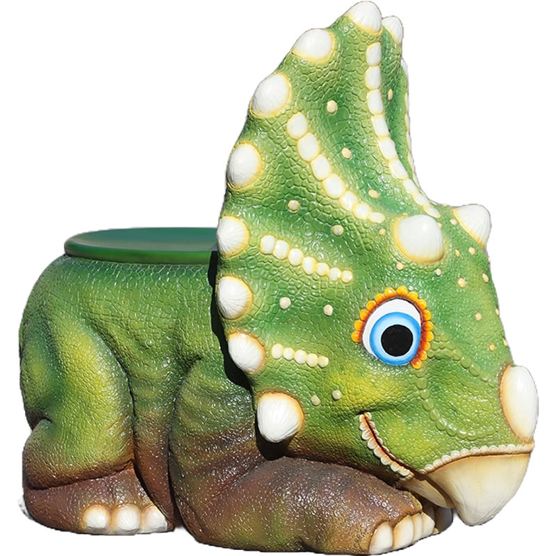 FRP恐竜オブジェ 子どもトリケラトプス恐竜のイス Baby Triceratops Chair かわいい 椅子 置物 白亜紀 草食恐竜 角竜類 卵 リアル 実...
