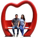 ハートのフォトスポット Lovers Lounge 強化プラスチック(FRP)アートオブジェ 置物 映える オブジェ ベンチ 写真撮り ガーデン イス 大きい ...