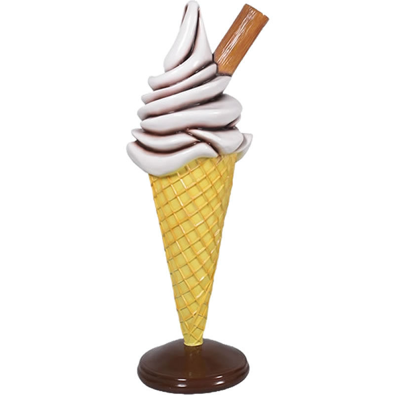 ソフトクリームチョコスティック付チョコ Ice Cream with Chocolate Stick Choco FRPアートオブジェ H128cm チョコレー...