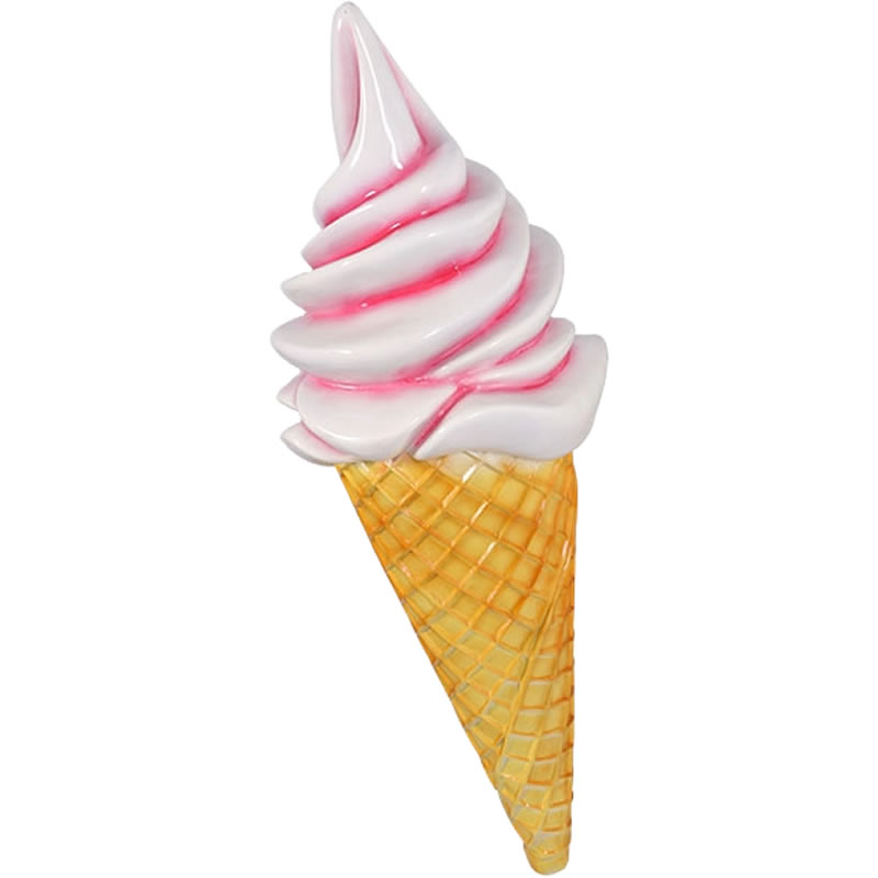 ソフトクリーム壁掛け ストロベリー Ice Cream w 強化プラスチック(FRP) アートオブジェ 高さ約1m19cm スウィーツ オーナメント アイス 店...