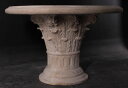 コリント式のコーヒーテーブル ローマストーン仕上げ Corinthian Capital Coffee Table with Top FRPアートオブジェ H7...
