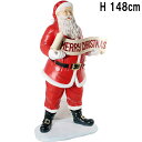 クリスマスを祝うサンタ 高さ約1m48cm SantaSanta with Christmas Banner 強化プラスチック(FRP)アートオブジェ 人形 サ...
