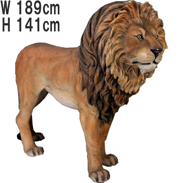 FRPアニマルオブジェ 雄ライオン Lion King リアル 動物 像 大きい 置物 実物大 らいおん フィギュア 動物園 ガーデニング オーナメント 店舗 ...
