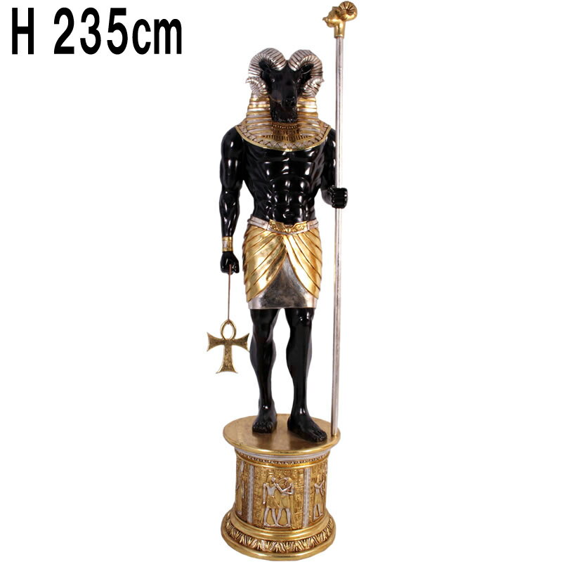 古代エジプト創造神クヌム KHNUM 6FT. W&BASE S&G 強化プラスチック(FRP) アートオブジェ 高さ約2m35cm エジプト神話 ナイル川 イ...